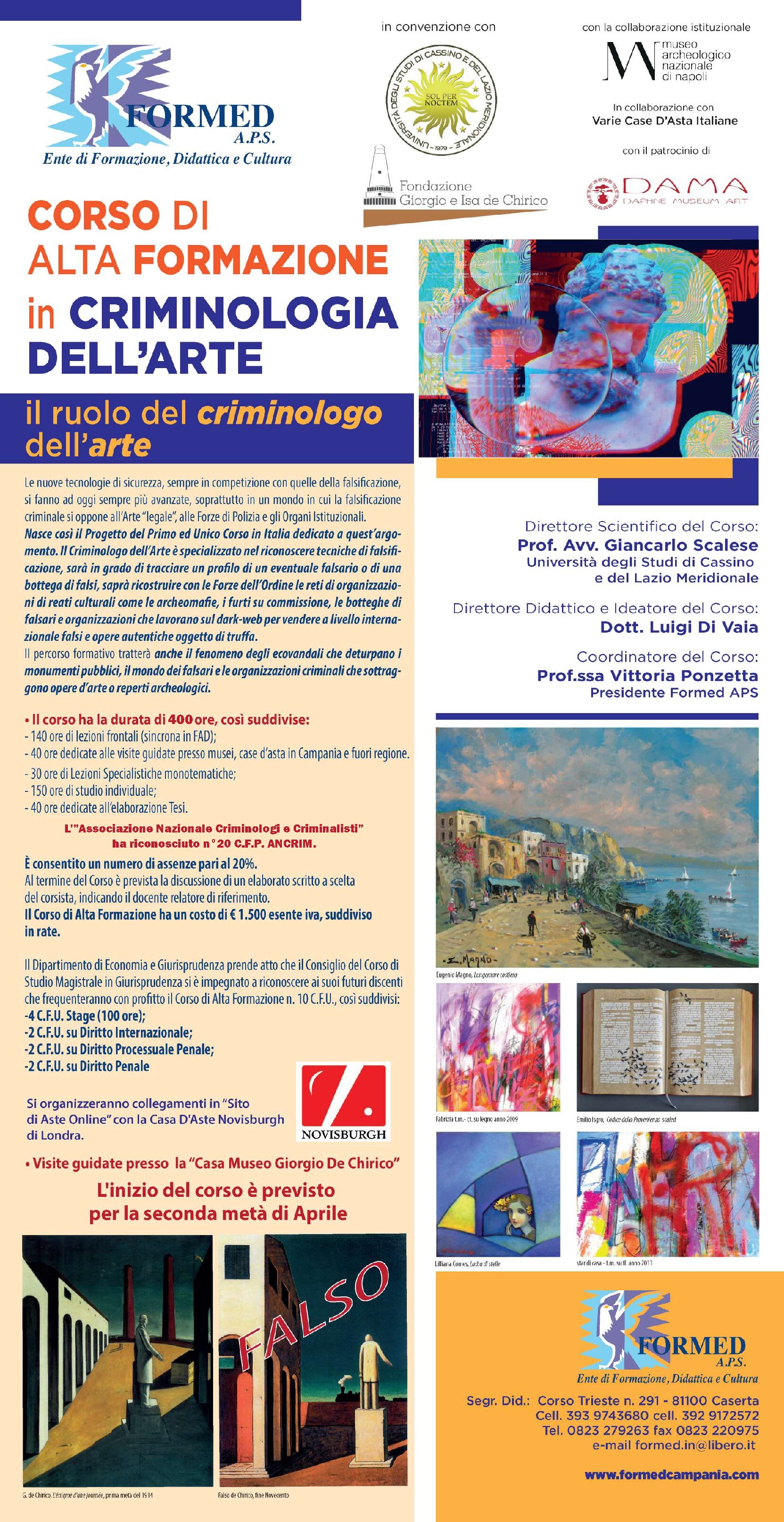 Programma Corso di Alta Formazione in “Criminologia dell’Arte”